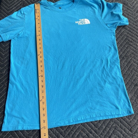 The North Face Shirt Men Large Blue Yellow Half Dome Logo Short Sleeve Exploring - Picture 9 of 10